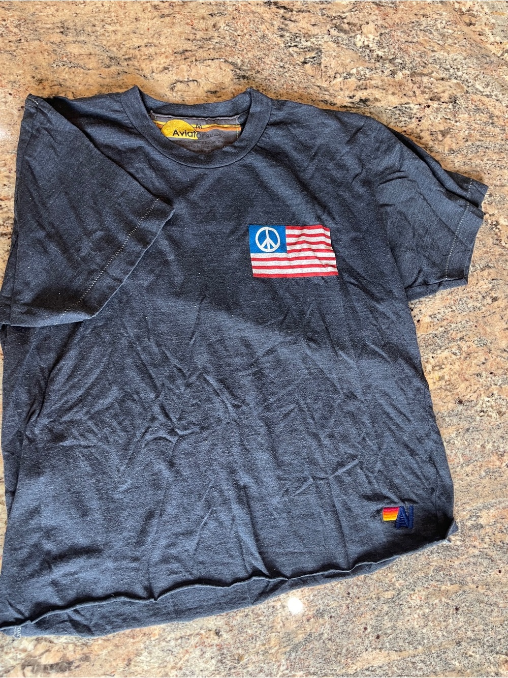 Aviator Nation Peace Flag graphic in Charcoal